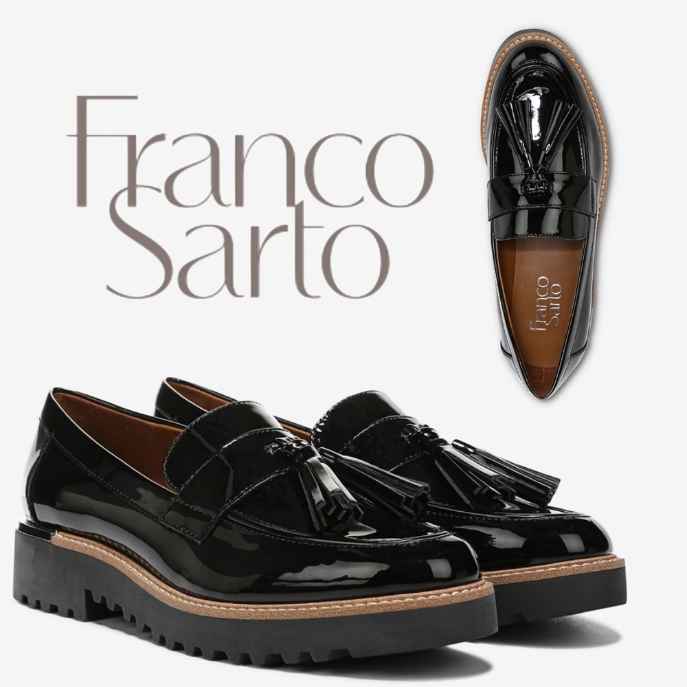 Franco Sarto Black Patent Leather Loafers